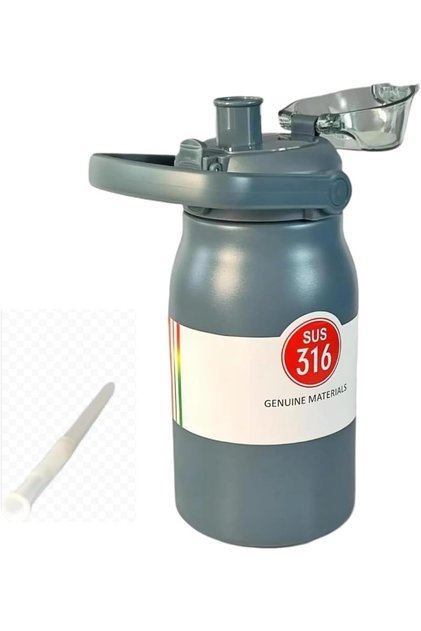 Stainless Steel Water Bottles, With Straw, Suitable For Sports & Outdoors, 32 oz Water Bottles, Grey