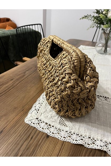 EL YAPIMI KAĞIT İPTEN ÖRÜLMÜŞ ÇANTA,HASIR ÇANTA,