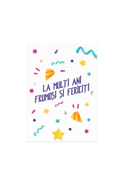 Felicitare cu mesajul „La mulți ani”, A6 (10,5 x 14,8 cm), Multicolor