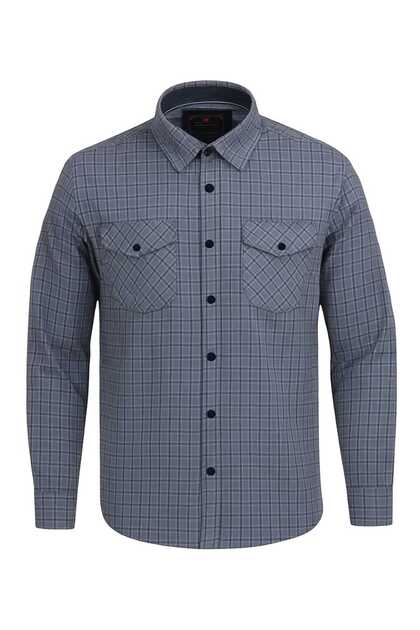 Large Size Cotton Flannel Shirt with Double Pockets (Loose Comfortable Fit)