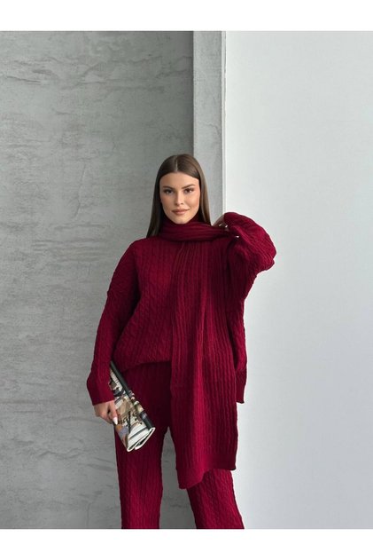Asur Butik Women's Scarf Knitwear Standard Size Suit (38-42)