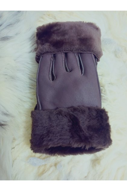 Unisex Komple Koyun Kürklü Kuzu Derisi Eldiven