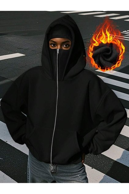 Masked Fleece Cardigan – Modern Ninja Style – a Must-Have for Winter