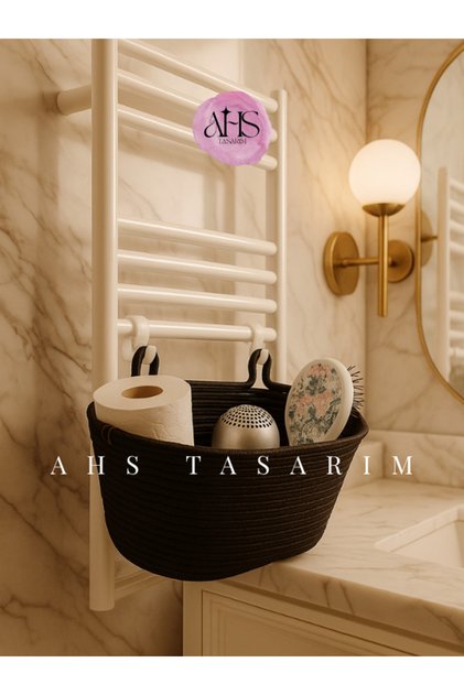 Natural Wicker Hanging Basket – Bathroom & Kitchen Wall and Honeycomb Towel Rack Top Organizer