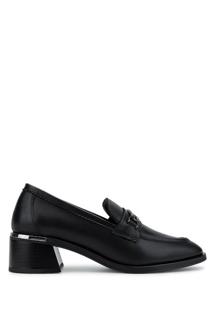 Women's Genuine Leather Black Loafer Shoes