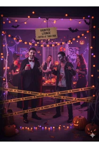 Halloween Cadılar Bayramı Emniyet Şeridi Warning 6metre 7.5cm en Sarı Emniyet Şeridi Bandı