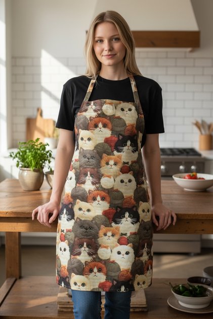 Unisex Kitchen Apron Chef Apron Cats