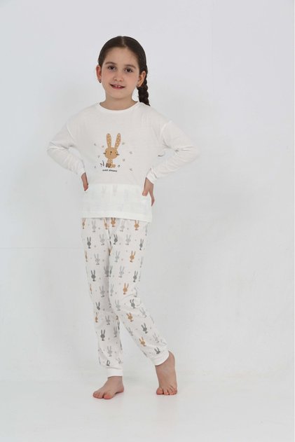 Girl's Rabbit Printed Pajama Set