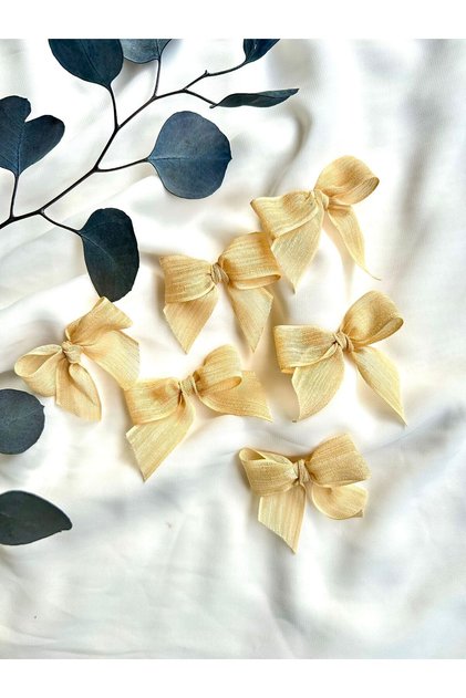 Ready-Made Bow Linen Ribbon Cappuccino 25 Pieces