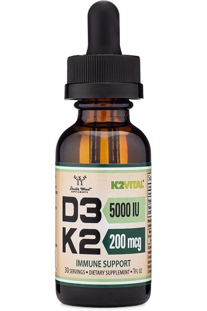 Vitamin D3 K2 5,000 IU Liquid Drops (5,000 IU of D3 and 200mcg of 99.9% All-Trans Patented K2 MK-7)