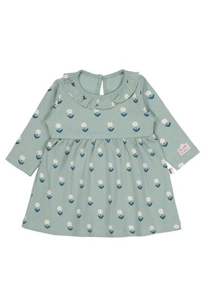 Flower Printed 6-18 Months Dress - Green 18-24 Months