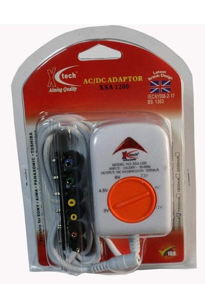 AC to DC 3V 4.5V 6V 7.5V 9V 12V Power Switching Adapter with 1200mA Output