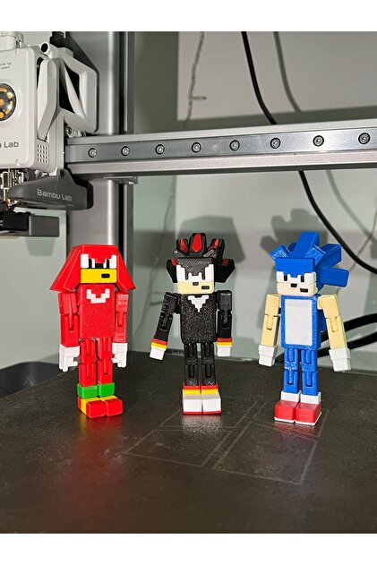 3D Minecraft Sonic Shadow Ve Knuckles Karakterleri