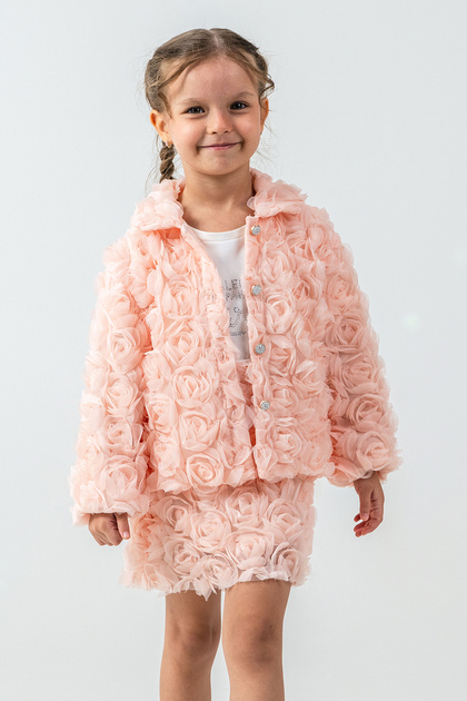 Girl's 3-Piece Set with Rose Jacket and Skirt - 26K 2238