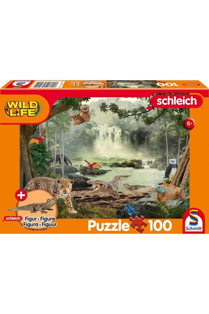 Schmidt Puzzle: Divoká zvěř, v tropickém lese, 100 dílků + figurka krokodýlího mláděte