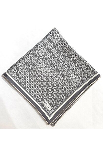 Tivil Monogram Eşarp 41408-Gri-Ekru-