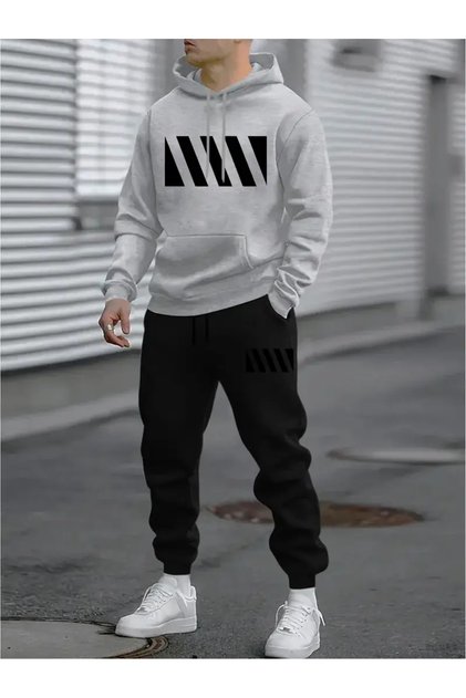 Full Outfit Set for Men: Hooded Sweatshirt, Stylish Jacket,