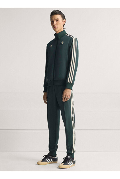 adidas JM9449 JUVE ICON TT Koyu Yeşil Dar Düz Erkek Zip Ceket