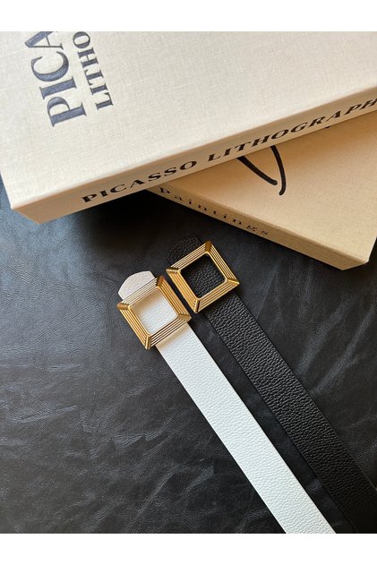 2-Piece Gold Square Patterned Buckle Belt Waist Belt Coat Belt Dress Belt Trouser Belt Unisex