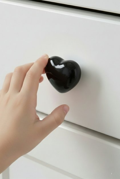 Porcelain Children's Room Furniture Handle Black Heart Model Ceramic Drawer and Cabinet Knob