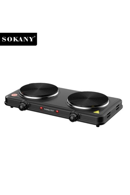 موقد كهربائي وسخان كهربائي، لوح تسخين ذو شعلتين، 2000 واط، SK-5107، أسود