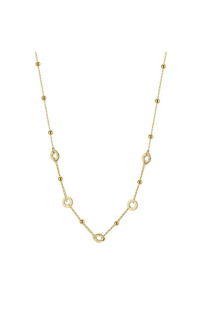 Colier Argint 925 Cercuri și Romburi Geometrice Bilute Placat Aur 40+5cm JW1740