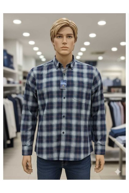 New Season 100% Y Wool Long Sleeve C Pocketed Relaxed Fit Winter Men's Shirt