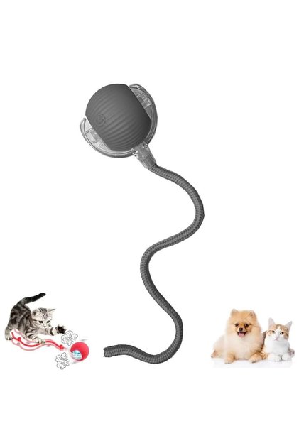 Minge interactivă pentru animale de companie cu LED, încărcare USB, 3 moduri - Gri