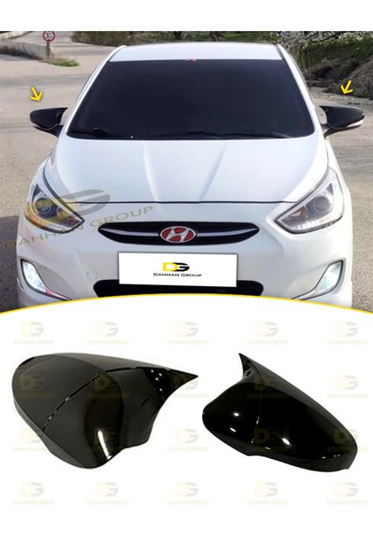 Hyundai Accent Blue 2011 - 2018 SİNYALLİ Batman Yarasa Ayna Kapağı Parlak Siyah ABS Plastik Seti