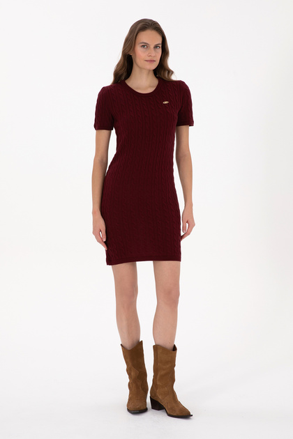 Kadın Bordo Triko Elbise 50309538-VR014