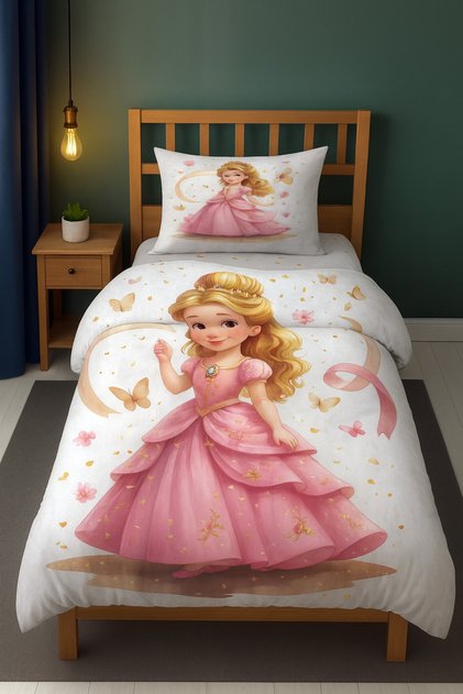 Pink Princess Butterfly Single Children's Duvet Cover Set