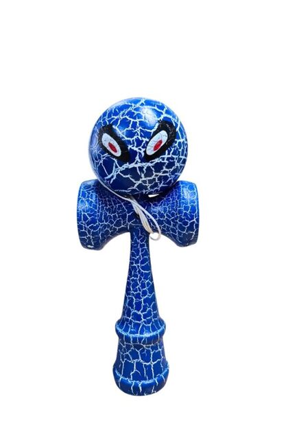 Kendama profesionala din lemn – model clasic cu design crapat Spider Man Albastru/Alb 18 cm