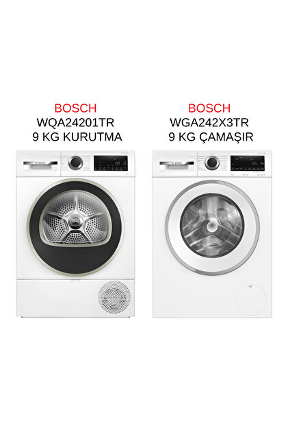 WQA24201TR - WGA242X3TR 9 KG KURUTMA VE 9 KG ÇAMAŞIR MAKİNESİ 2'Lİ SET