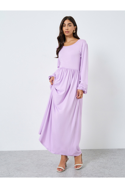 Purple Scoop Neck Maxi Dress