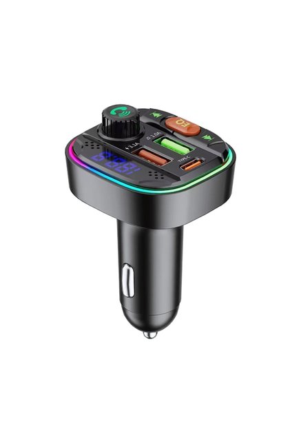 Modulator FM Bluetooth 5.0, QC 3.0 și PD 20W, USB-C și 2x USB-A, RGB, Negru