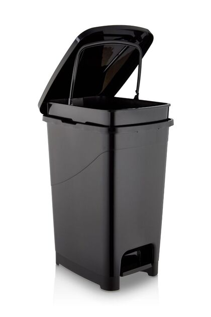 15 Liter Pedal Black Bathroom Kitchen Trash Can Black Lid Slim Pedal Trash Can Black
