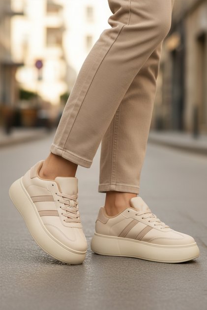Beige High-Soled Women's Sports Shoes Dvs-01 Z