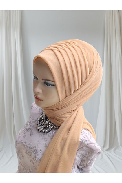 Gold Stretchy Fabric Single-Piece Model Ready-Made Veil Ready-Made Shawl Ready-Made Turban