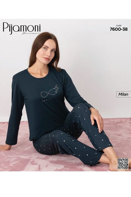 Women's Milan Fabric Long Sleeve Pajamas Set 7600 Green