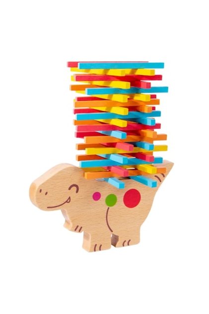 Jucărie de echilibru Montessori din lemn, dinozaur, multicoloră