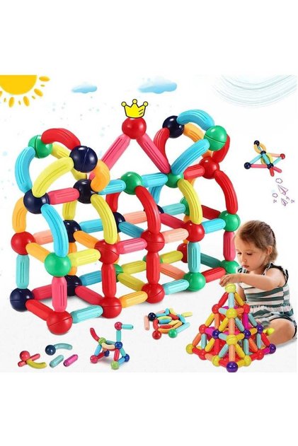 42 PCS Magnetic Building Blocks Toy, Stacking Stick Rods and Ball Educational Construction