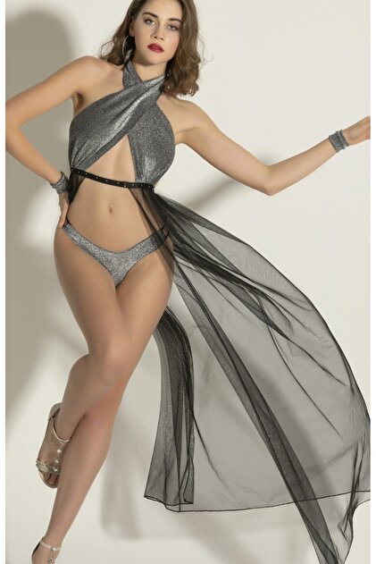 sexy fantasy lingerie PERLMUTT Silver Sparkling Tulle Detailed Sexy Fantasy Lingerie Set,3 Piece Sexy  Fantasy Costume- Trendyol