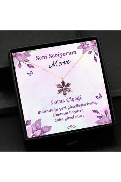 İsime Özel Rose Kaplama Çelik Lotus Kamelya Çiçeği Kolye