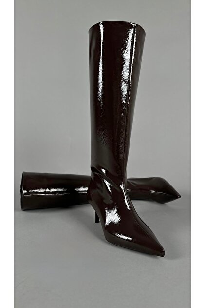 Wanna Kahve Patent Leather Boots