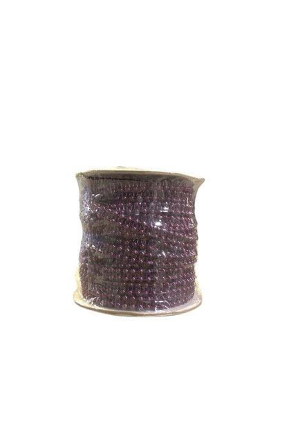 4mm Double Row Half Pearl – 25 Meters Plum, Shiny Decorative Bead Ribbon