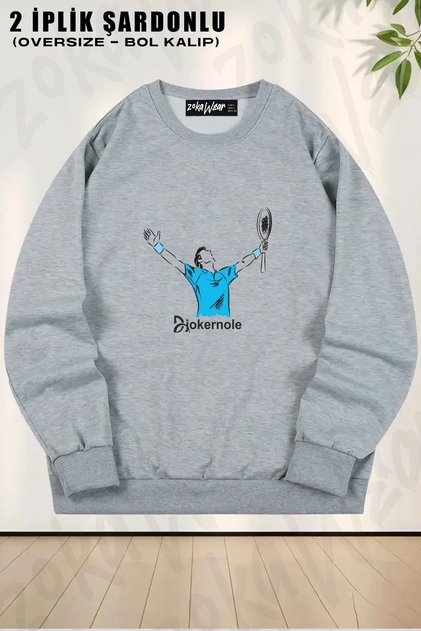Unisex Novak Djokovic Nole Tennis Printed Oversized Crew Neck Sweatshirt