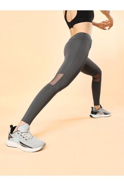 Women Grey Mesh Panel Tights
