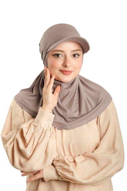 Mink Practical Ready-To-Wear Snap-On Hat Hijab Scarf Viscose Plain 2513_10