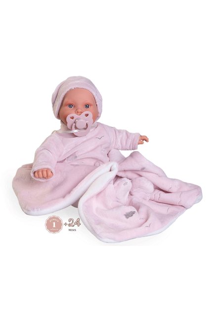 Papusa realista fetita cu mecanism de plans Kika Lagrimitas, cu paturica si suzeta, 27 cm, +3 ani