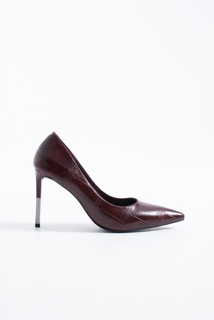 Amanda Women's Daily Stiletto Heeled Shoes Burgundy Crocodile